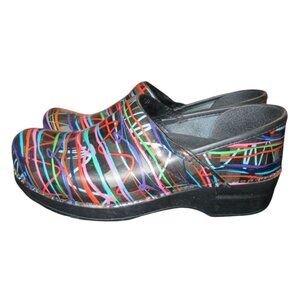 Dansko Rainbow Striped Chunky Mule Clog Comfort Plus Footbed Antifatigue 39 US 9